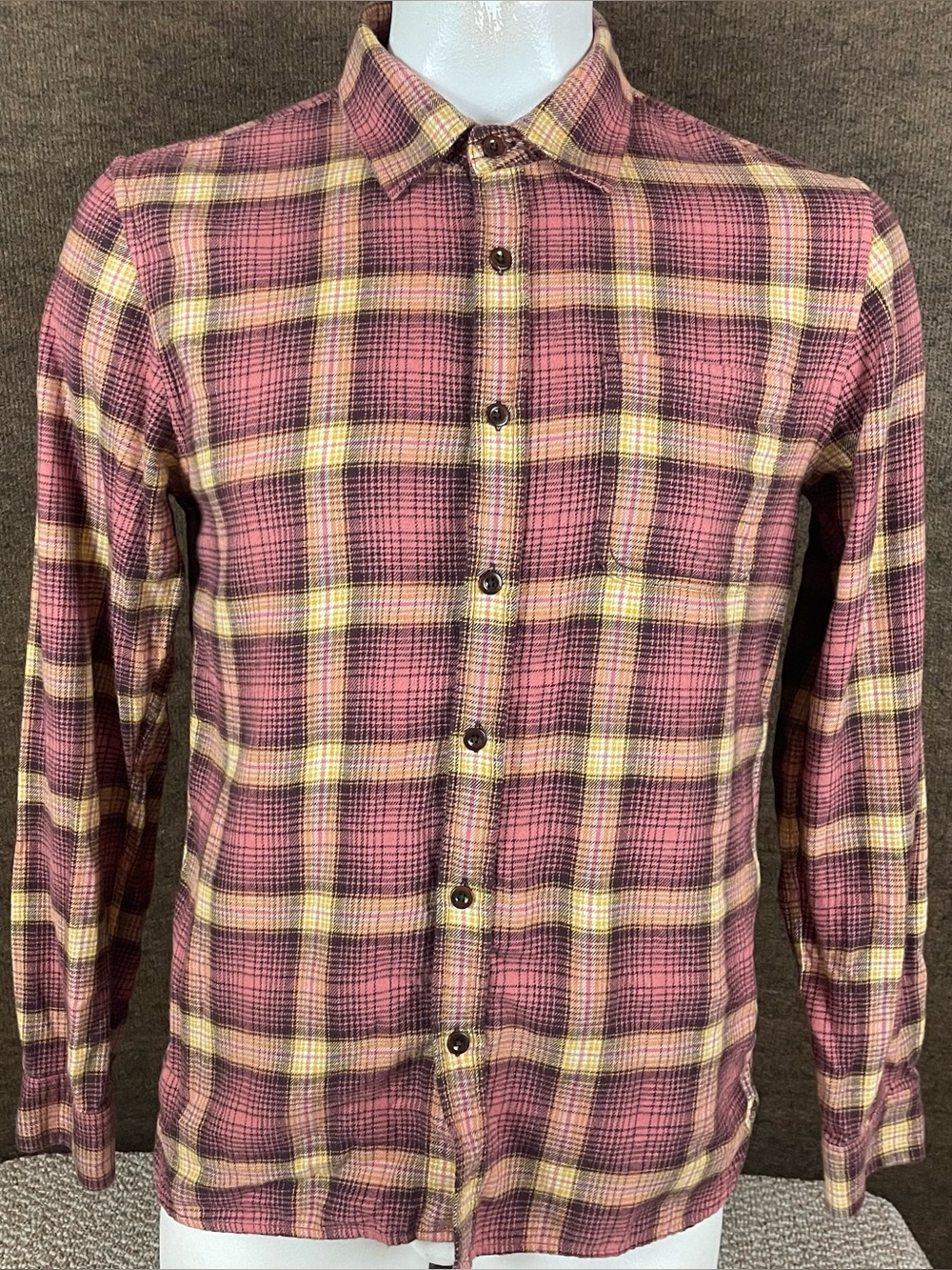 Outerknown Flannel Shirt Mens Medium Plaid Organic Cotton Button Up E18
